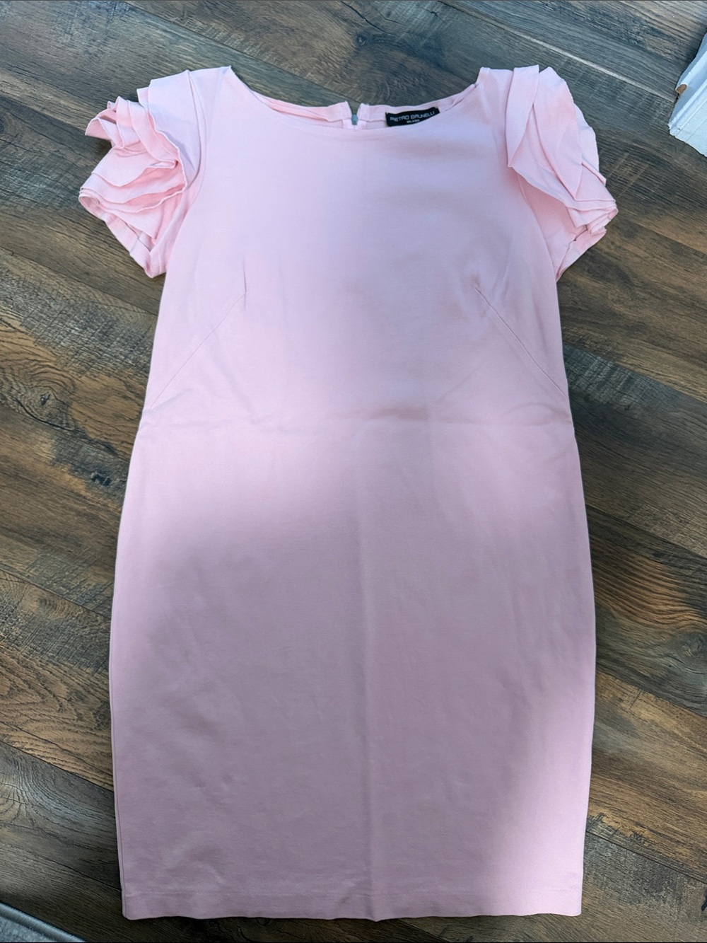 Pietro Brunelli Light Pink Ruffle Sleeve Formal Dress